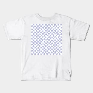 Warped Checkerboard, White and Lavender Kids T-Shirt